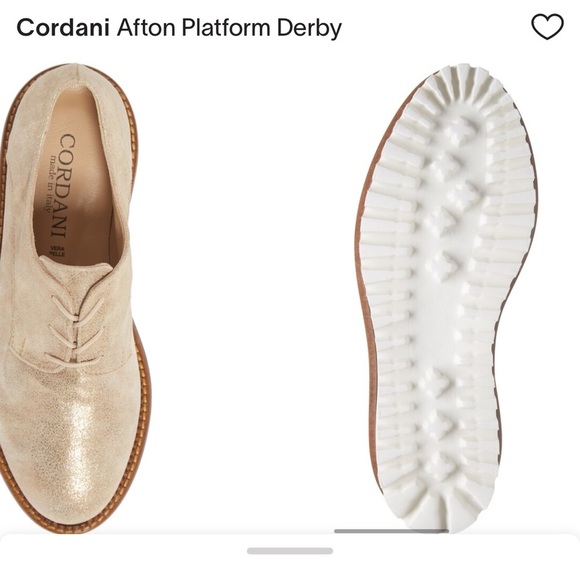 CORDANI Afton Platform Derby Gold Lace Up Loafer EU 41 Almond Toe NWOT Nordstrom - Picture 10 of 12